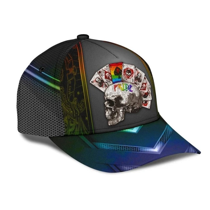 Skull Lgbt Pride Cards All Over Printing Baseball Cap Hat Lgbt Accessories CO0313