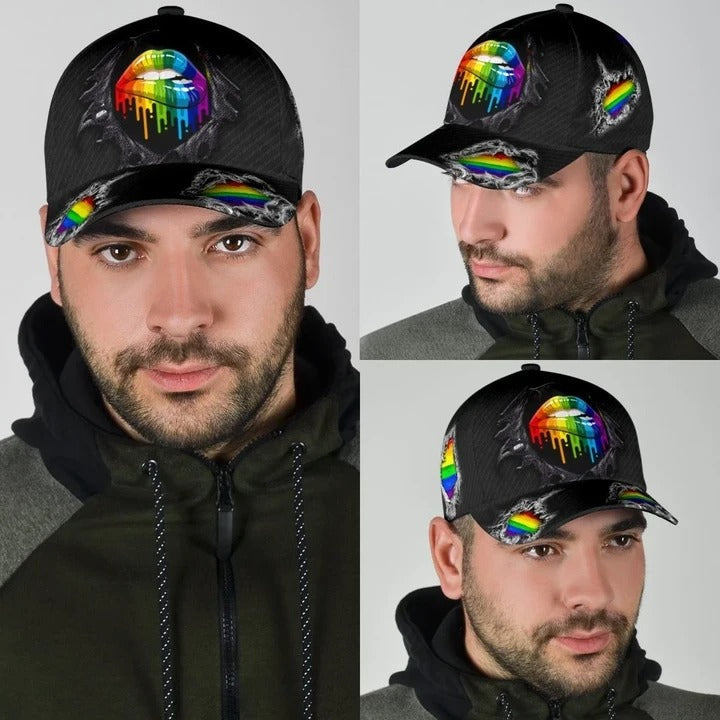 Pride Cap For Lesbian, Gaymer Gifts, Skull Warrior Rainbow Lgbt Printing Baseball Cap Hat CO0309