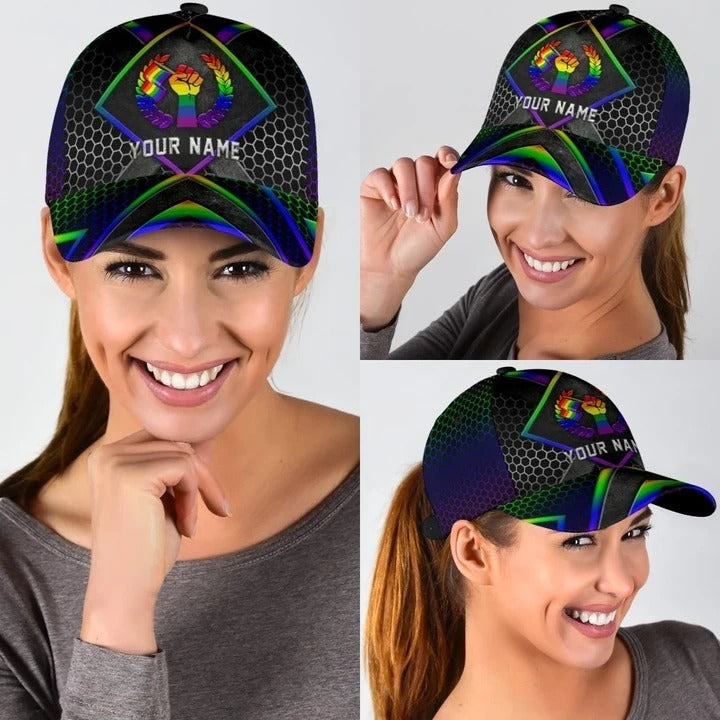 Personalized With Name Gay Pride Accessories For Pride Month, Love Is Love Printing Baseball Cap Hat CO0291