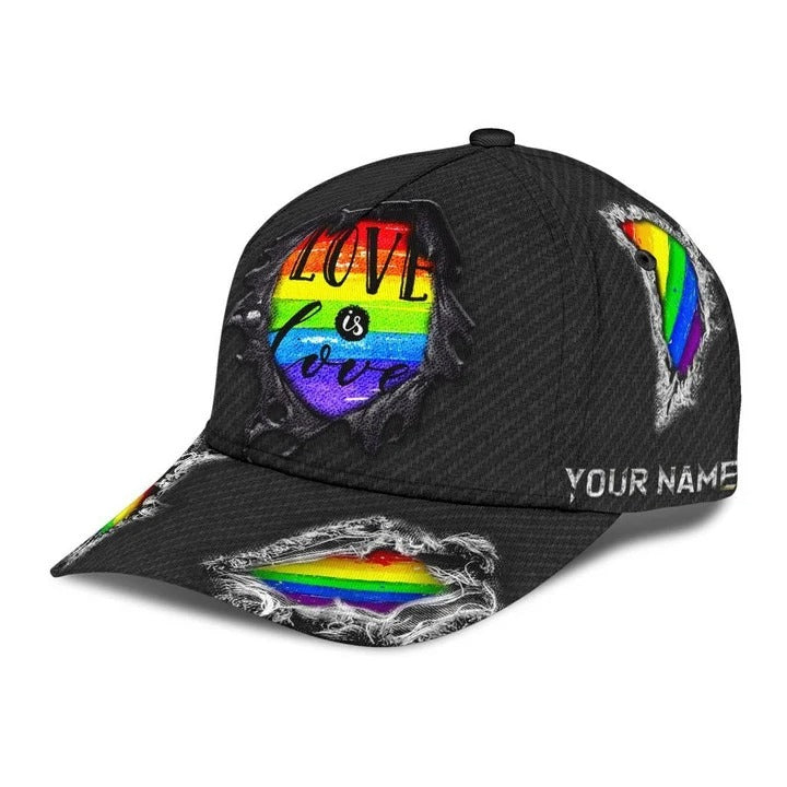 Personalized With Name Gay Pride Accessories For Pride Month, Love Is Love Printing Baseball Cap Hat CO0291