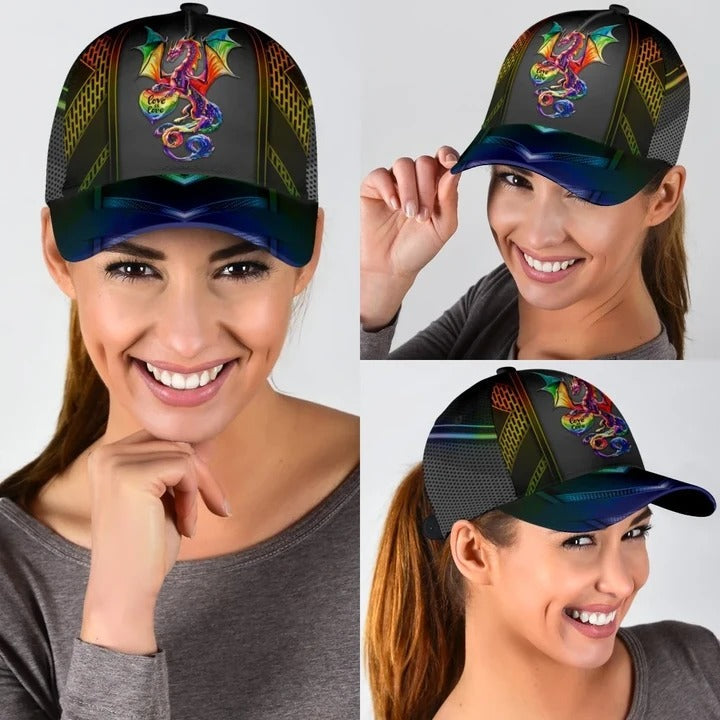 Love Is Love Baseball Pride Cap, Dragon Shine Your Color Lgbt Printing Baseball Cap Hat CO0278