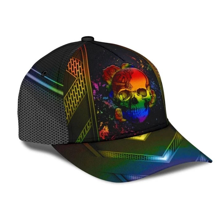 Skull Pride Baseball 3D Cap Show Off Your True Color LGBT Printing Baseball Cap Hat, Gift For Couple Gaymer CO0251