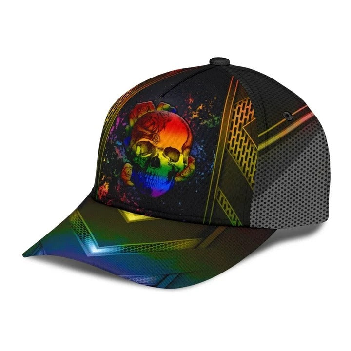 Skull Pride Baseball 3D Cap Show Off Your True Color LGBT Printing Baseball Cap Hat, Gift For Couple Gaymer CO0251