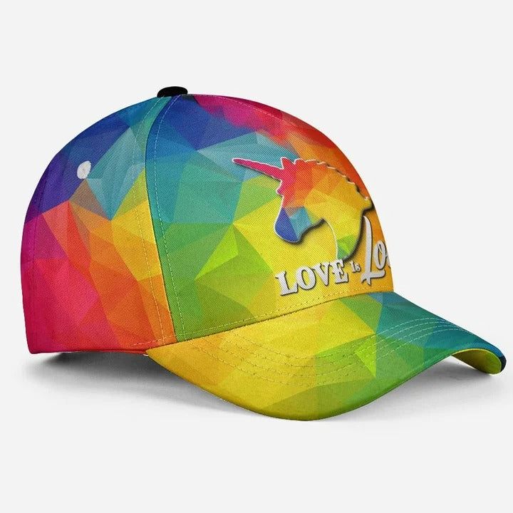 3D Pride Baseball Cap Abstract LGBT Unicorn Love Is Love Printing Baseball Cap Hat, Pride Cap CO0250