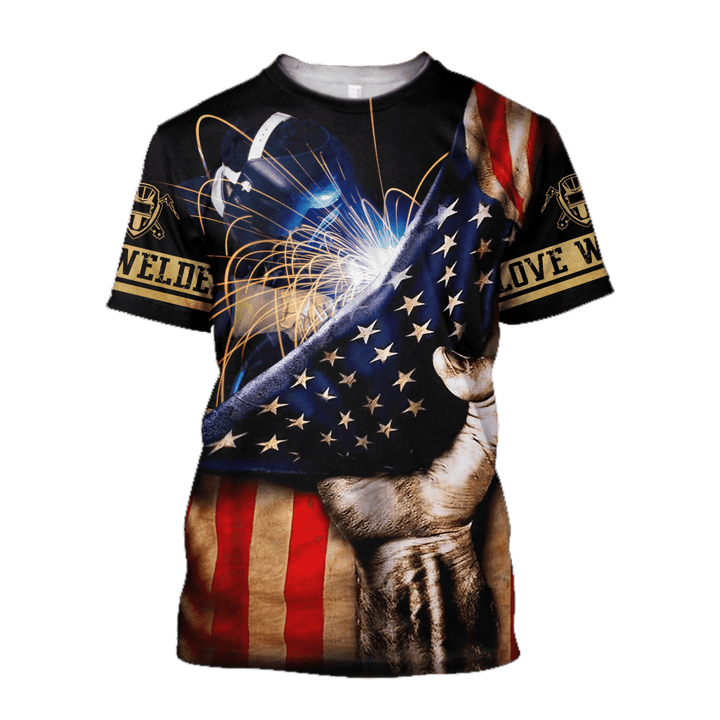 America Flag Welder Man Unisex Shirts, Flag American Welder Gift, Flag Shirt TO3139