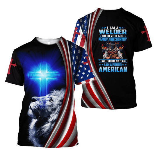 3D All Over Print Welder T Shirt, American Welder Believe In God, American Welder Shirt TO3136