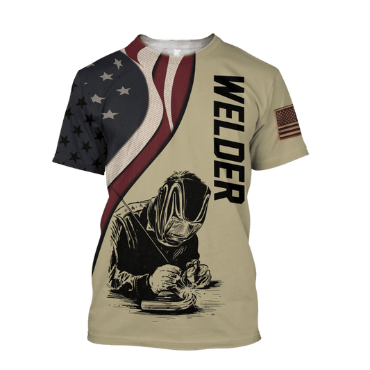 3D All Over Print Welder T Shirt For Men And Women, American Welder Flag Shirt TO3134