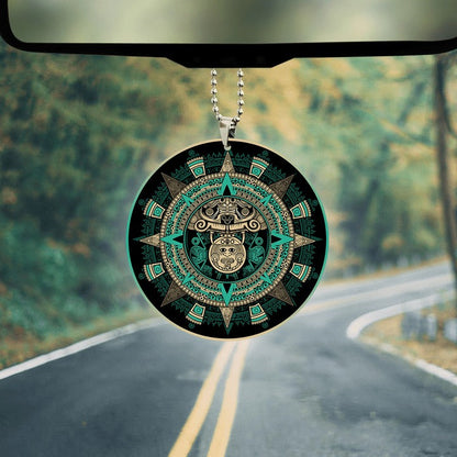 Cool Blue Aztec Calendar Ornament Aztec All Over Printed Car Hanging Ornament OO1125