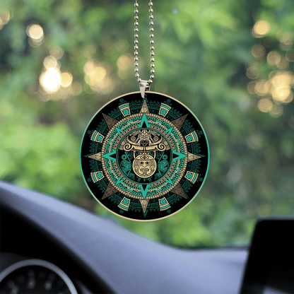 Cool Blue Aztec Calendar Ornament Aztec All Over Printed Car Hanging Ornament OO1125