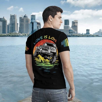 Pride Rainbow Jee Car 3D T Shirt For Pride Month, Jee Car Pride Shirt For Gaymer, Love Is Love Tee Shirt LO0850