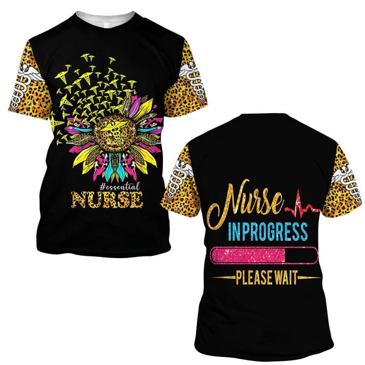 Funny Nurse In Progress Leopard Pattern Shirt, Perfect Nurse Apparel, Nurse T-Shirt Cool Gift Idea Lasfour TO3238