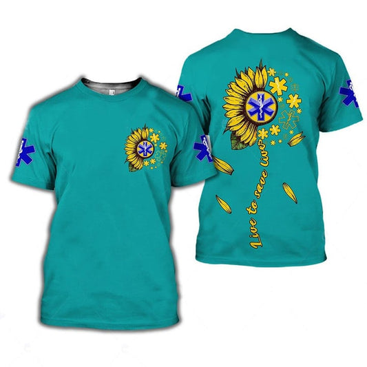 Sunflower In My Heart Live to Save Lives Shirt, Nurse T-Shirt, Perfect Gift Nurse Clothing TO3230