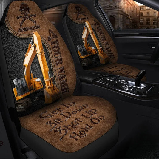 Personalized Name Excavator Car Seat Covers Excavating Machine Auto Seat Covers SO0147