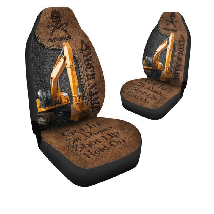 Personalized Name Excavator Car Seat Covers Excavating Machine Auto Seat Covers SO0147