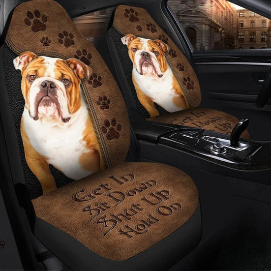 Cute Bulldog On Front Car Seats Cover SO0335