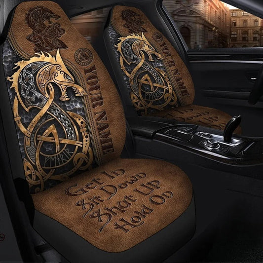 Personalized Name Viking Fenrir Tattoo Car Seat Covers Universal Fit SO0334