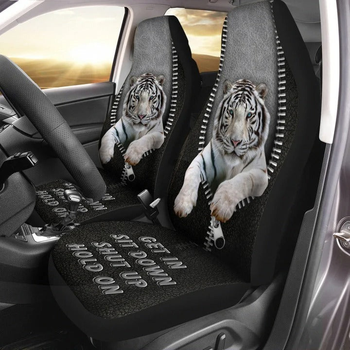 White Tiger Front Carseat Cover Get In Hold On Car Seat Cover SO0145