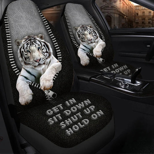 White Tiger Front Carseat Cover Get In Hold On Car Seat Cover SO0145