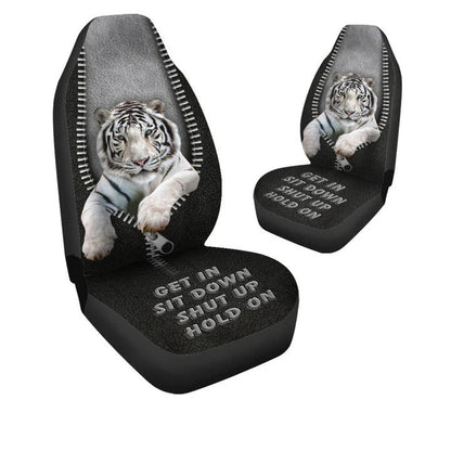 White Tiger Front Carseat Cover Get In Hold On Car Seat Cover SO0145