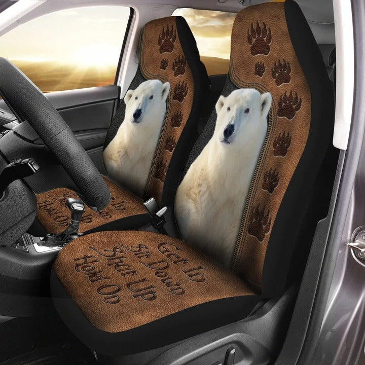 Polar Bear Hold on Funny Car Seat Covers Universal Fit SO0144