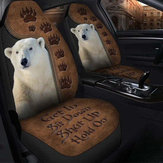 Polar Bear Hold on Funny Car Seat Covers Universal Fit SO0144