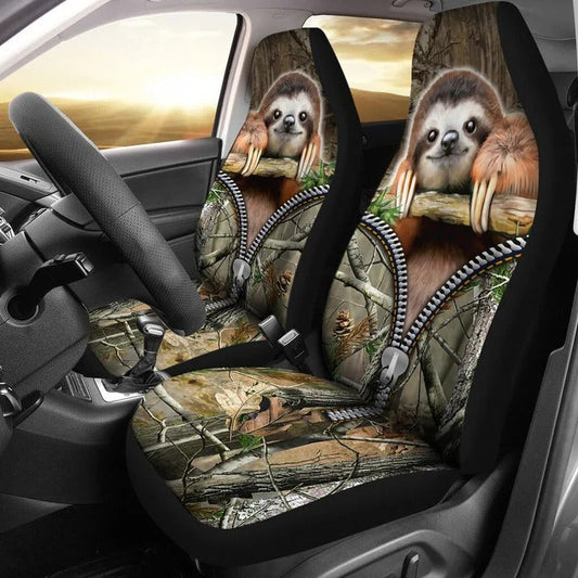 Sloth Front Car Seat Cover With Zip Pattern SO0331