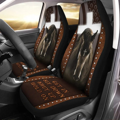 God And Horse Car Seat Cover, Get In Sit Down Hold On Seat Cover For Auto SO0329