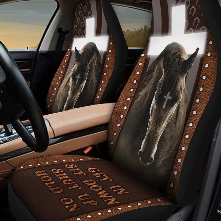 God And Horse Car Seat Cover, Get In Sit Down Hold On Seat Cover For Auto SO0329