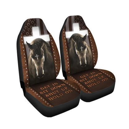 God And Horse Car Seat Cover, Get In Sit Down Hold On Seat Cover For Auto SO0329