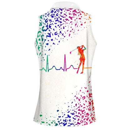 3D All Over Print Polo Shirt, Watercolor Leopard Golf Heart Beat Women Shirt SO1407