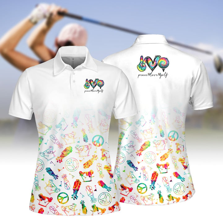 Peace Love Golf Tie Dye Women Short Sleeve Polo Shirt Sleeveless Polo Shirt SO0519