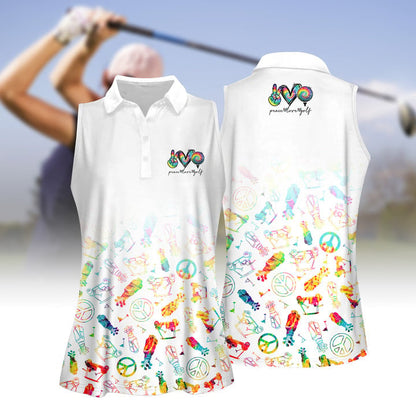 Peace Love Golf Tie Dye Women Short Sleeve Polo Shirt Sleeveless Polo Shirt SO0519