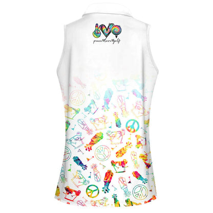 Peace Love Golf Tie Dye Women Short Sleeve Polo Shirt Sleeveless Polo Shirt SO0519