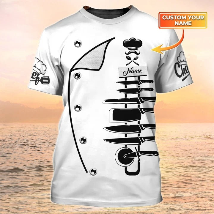 Chef T Shirts 3D Custom Name White Shirt For Master Chef Men Women TO2068