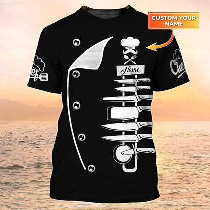 Chef T Shirts 3D Custom Name Black Shirt For Master Chef Men Women TO2069