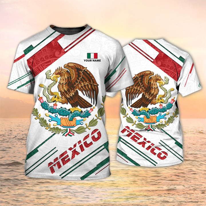 Personalized Mexico T-Shirt, Mexico Flag T Shirt Mexico Coat Of Arms Custom Shirt, Best Gift For Dad TO3055