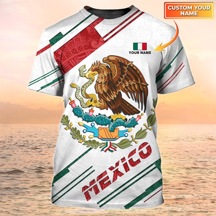 Personalized Mexico T-Shirt, Mexico Flag T Shirt Mexico Coat Of Arms Custom Shirt, Best Gift For Dad TO3055