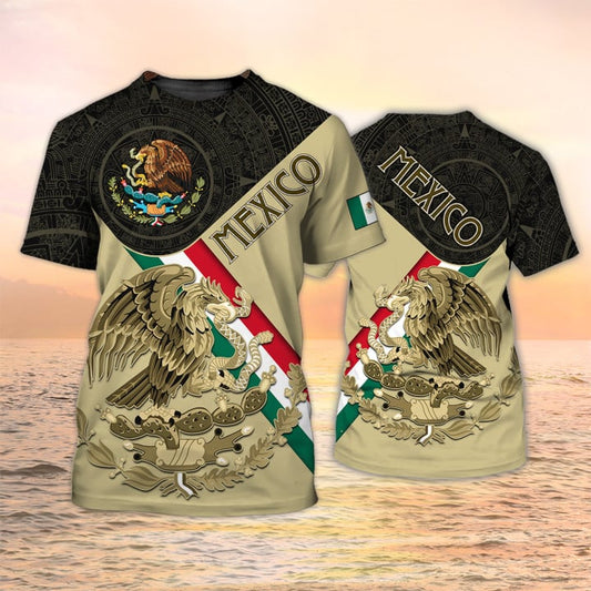 Mexican T Shirt Mexico Coat Of Arm Aztec Men T-Shirt TO3052