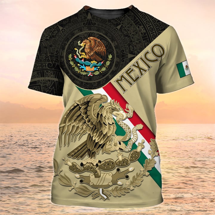 Mexican T Shirt Mexico Coat Of Arm Aztec Men T-Shirt TO3052