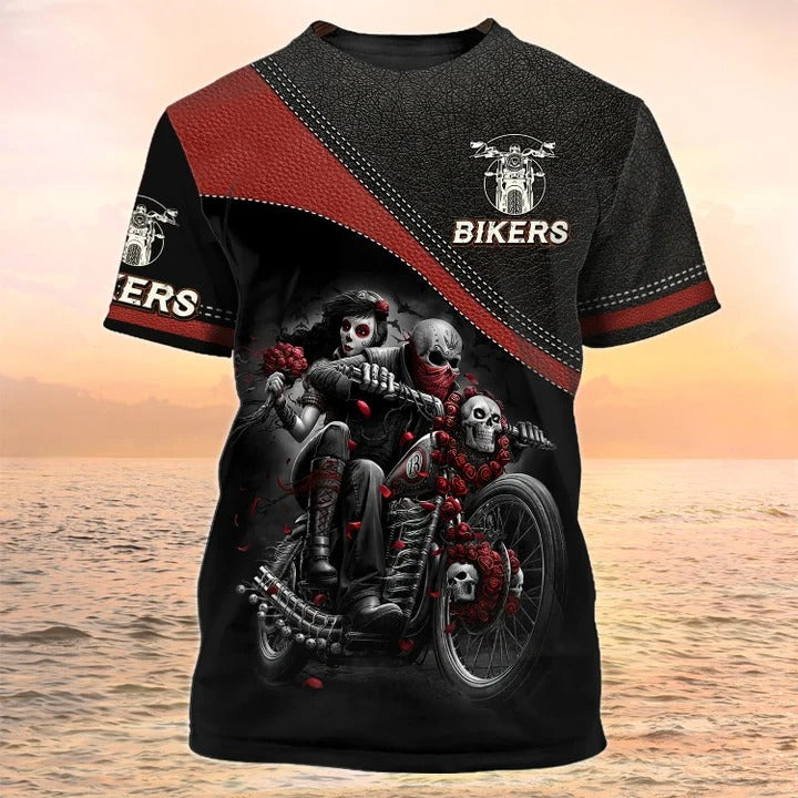 Biker T Shirt 3D Skull Couple Shirt Biker Gift TO2549