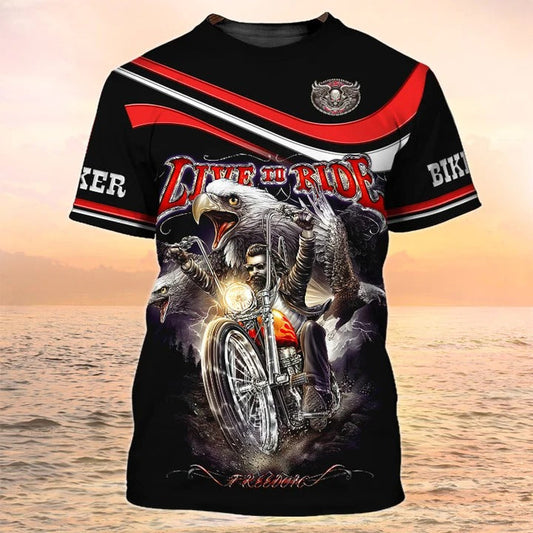 3D All Over Print Motorcycle T Shirt Biker Shirt Live To Ride, Biker Club Uniform TO2547