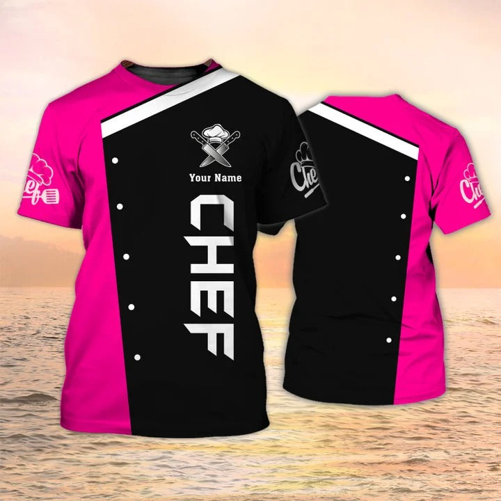 Personalized Chef Shirt 3D All Over Print, Cook T Shirts Black Pink, Gift For Master Chef TO2070