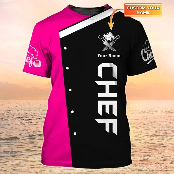 Personalized Chef Shirt 3D All Over Print, Cook T Shirts Black Pink, Gift For Master Chef TO2070