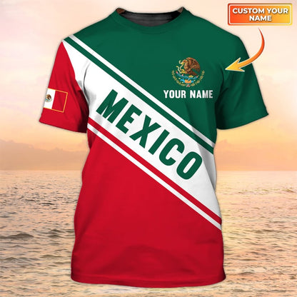 Mexico Flag T Shirt Custom Mexican T-Shirt Red & Green TO3054