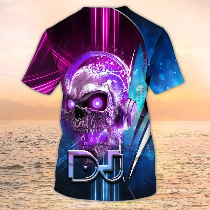 Personalized DJ Shirt Skull DJ Design Tshirt Neon Light TO2024