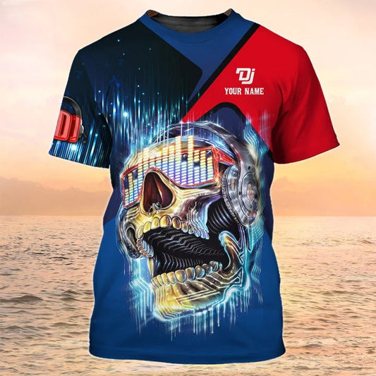 Customized With Name Skull DJ T Shirt Men Women, Skull Shirt For Musican, Music Lover Shirt TO2025