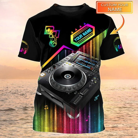 3D All Over Print DJ Design Shirt Neon Light Custom Disc Jockey Tshirt TO2033