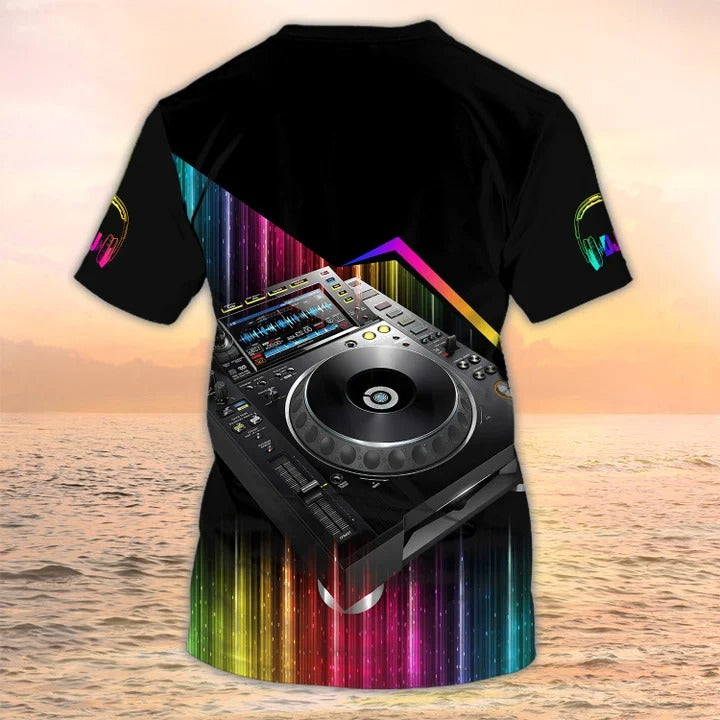 3D All Over Print DJ Design Shirt Neon Light Custom Disc Jockey Tshirt TO2033