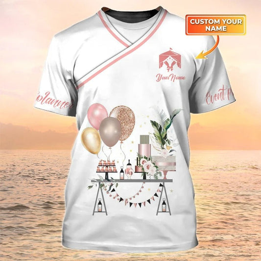 Personalized Event Planner 3D Tee Shirt, Party Planner Uniform White TO2216