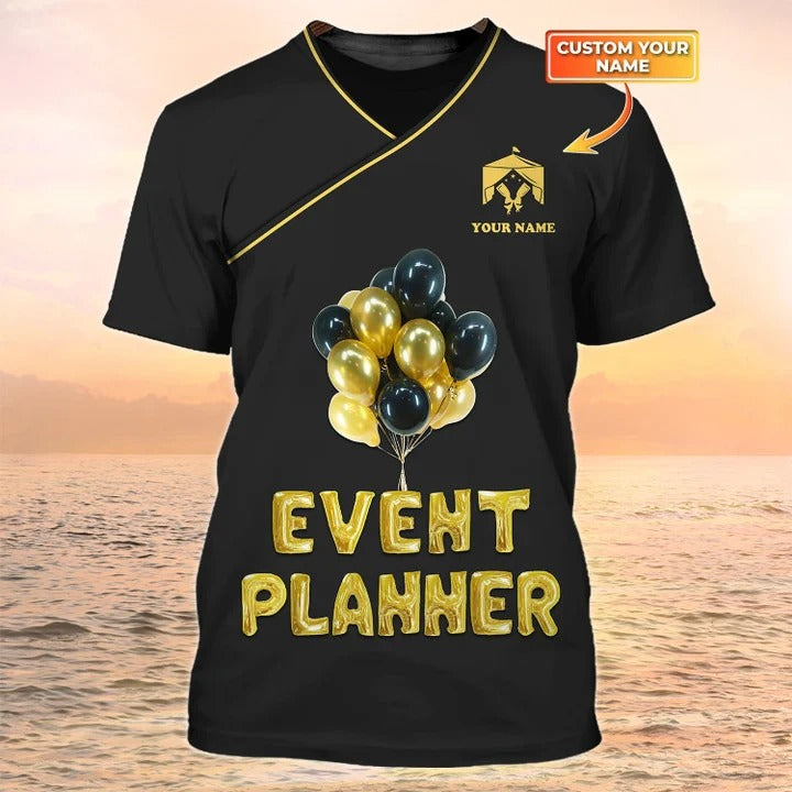 Event Planner 3D Shirt Balloon Design Event Planner Custom Tshirt Black Party Planner Tee Shirt TO2219